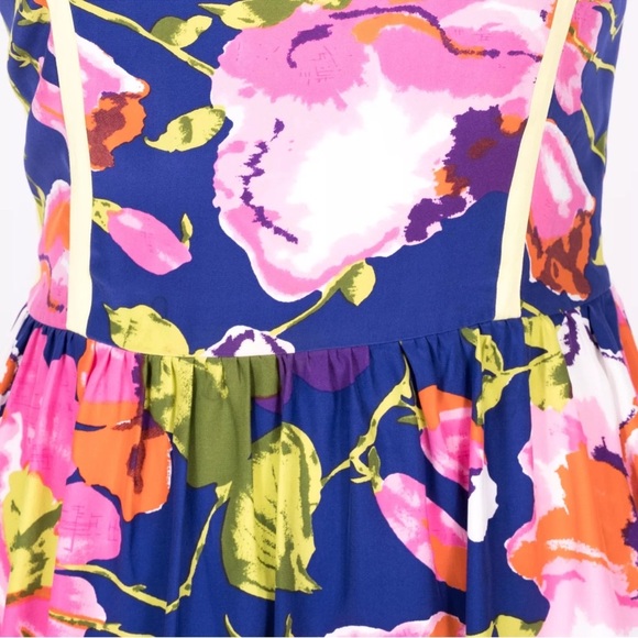 Parker Silk Floral Lace Up Open Back Fit & Flare Summer Dress - SZ Medium - Picture 7 of 7